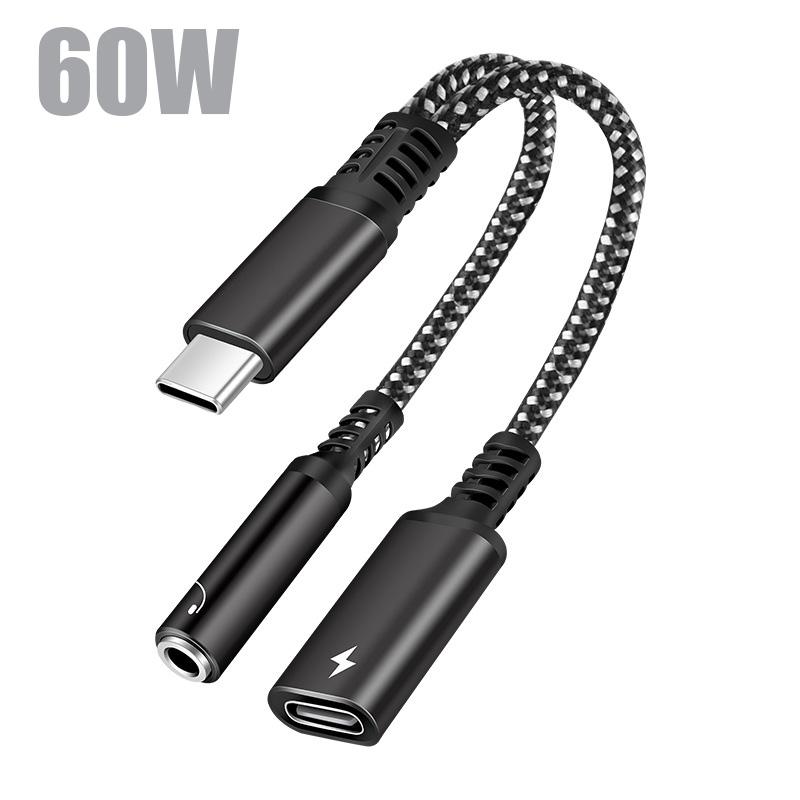 2 In 1 USB Type C To 3.5mm Headphone Jack Cable Converter Type C Charge Audio Aux OTG Adaptor for Samsung S22 S24 Xiaomi Huawei