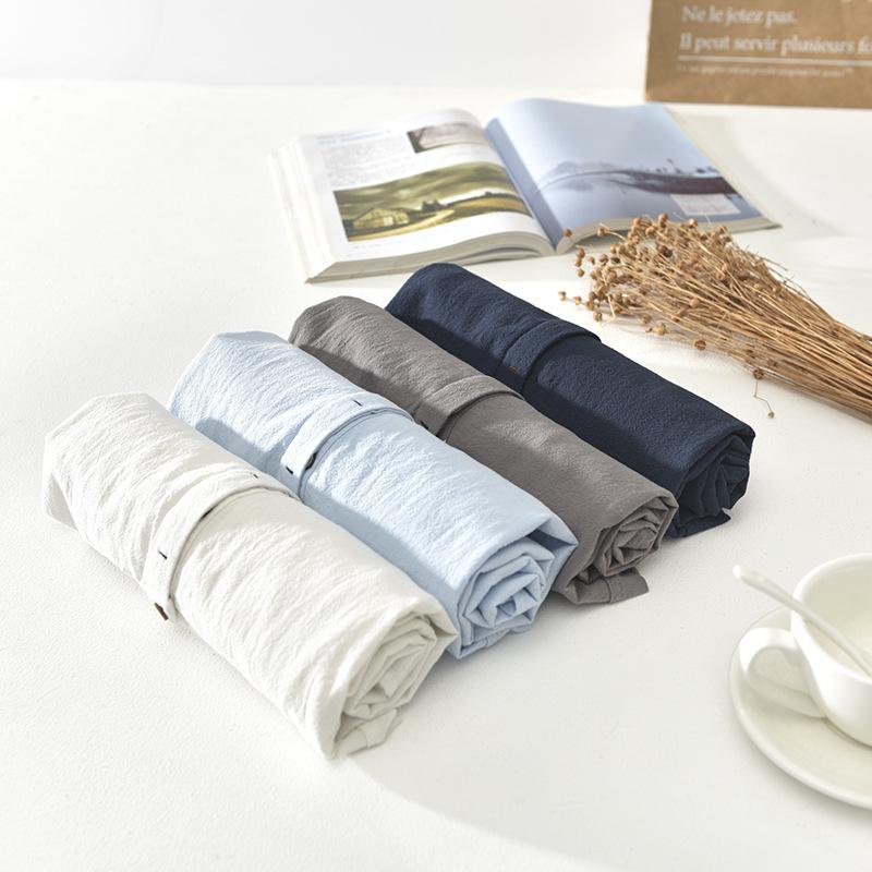 Spring and Summer Men's Cotton and Linen Wrinkled Linen Short-sleeved Shirt