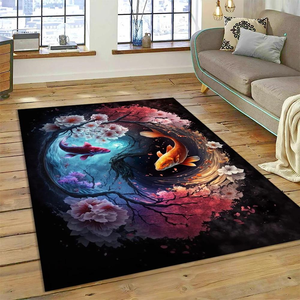 Yin ve Yang 3D Doğal Çin Tai Chi Halı Kilim Ev Oturma Odası Yatak Odası Kanepe Kapı Paspası Dekor, Çocuk Alan Halısı Kaymaz Mat