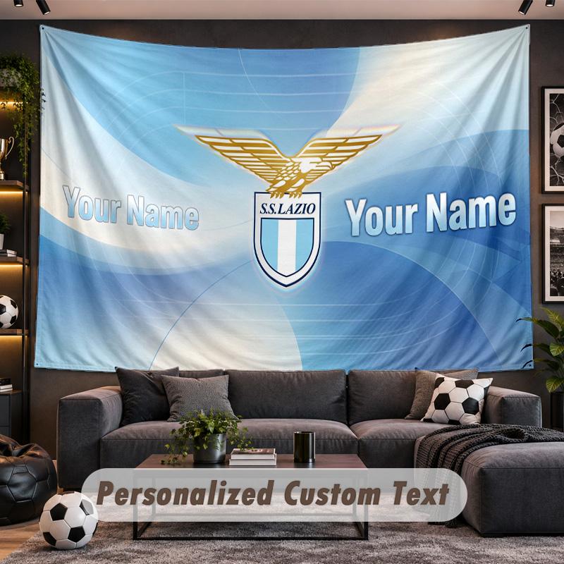 Lazio FC Personalized Tapestry Support Custom Name, Wall Art Home Decoration