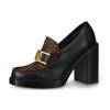 Louis Vuitton Academy Heeled Loafers 'Black With Brown Monogram' Women's 1A86LV