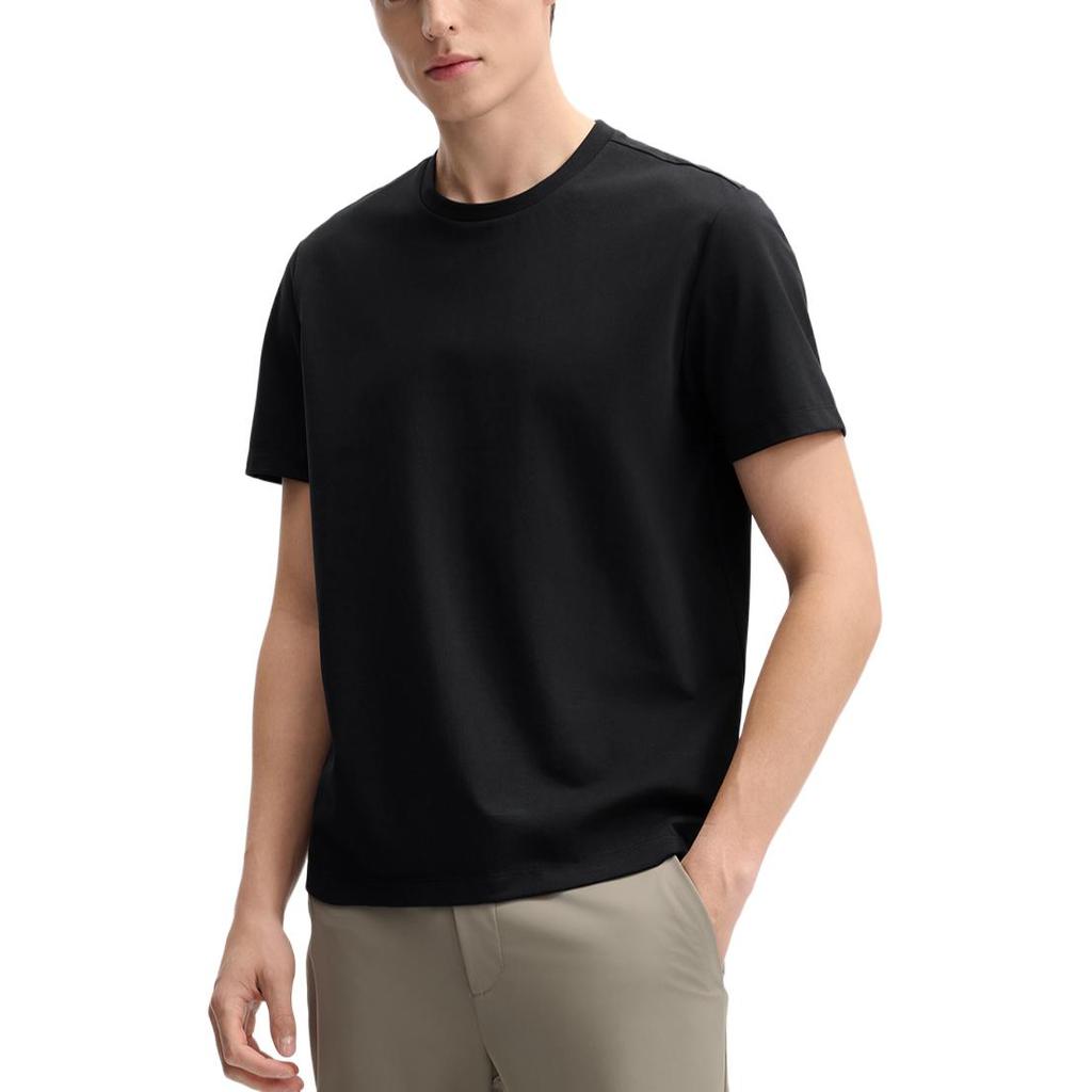 Fila White Soft Master Fashion Versatile Simple Comfortable Knitted Short Sleeve T-Shirt Men T-Shirts Black F11M513104FBK