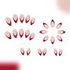 24 stuks Bloemen Plaknagels Amandelvorm Franse Tip Kunstnagel Glanzende Acrylnagel Plaknagel voor Festival en Dagelijks Gebruik