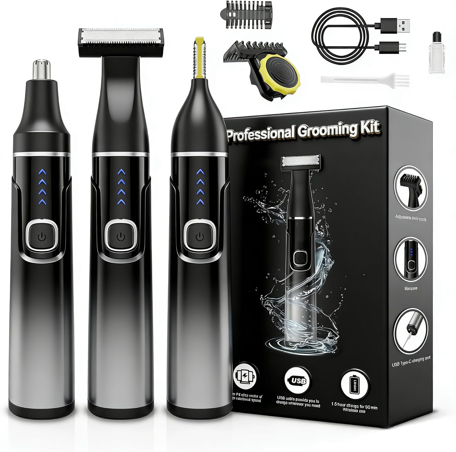 

Body Groomer – Waterproof Electric Shaver for Groin & Sensitive Areas | Painless Wet/Dry Use with Nose, Ear & United States