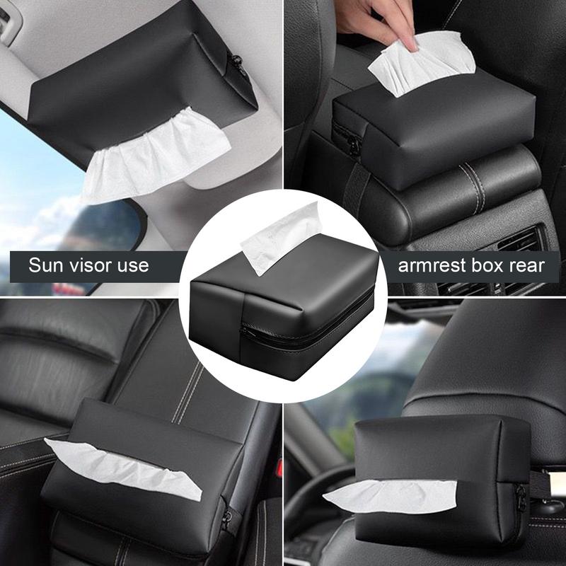 PU-Leder Auto-Taschentuchhalter Auto PU-Leder Serviettenhalter Reißverschluss Tissue-Aufbewahrungswerkzeug Für Auto-Kopfstütze Armaturenbrett Armlehne