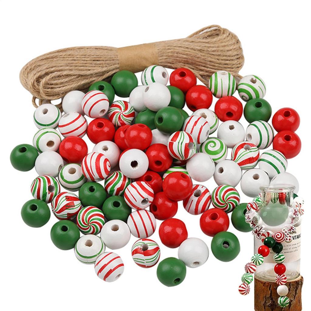 Christmas Beads Kit Wooden Beaded Decorative Kit Decoration Festive Ornament For Activities Women Girls Craft Arts Festival