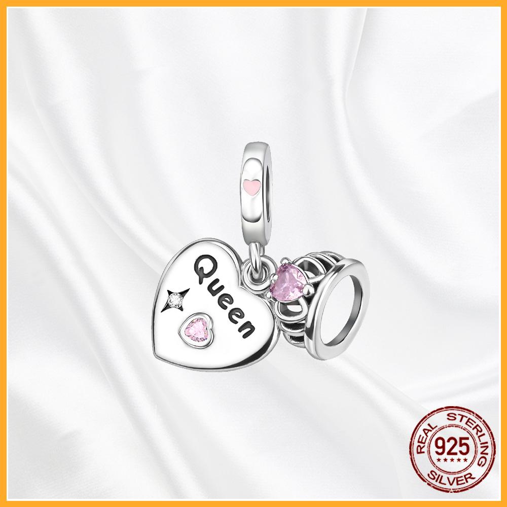 Authentic Fine Elegant Copper Dangle Charm Love Heart Sun and Moon Fits Genuine Bracelets Bead Pendants Jewellery