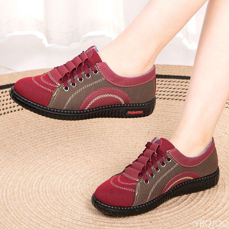 Fashion Spring Autumn new fabric shoes for women lightweight non slip flat heel soft sole comfortable for middle-aged elderly women