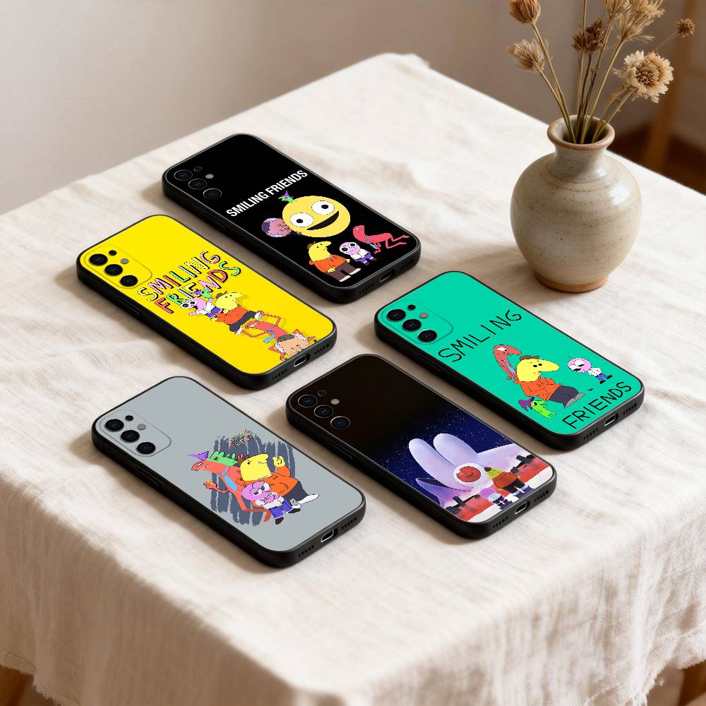Cartoon S-Smiling friends phone Case For Samsung S26,25,24,21,22,23,30,20,Ultra,Plus,Fe,Lite Black Soft Cover
