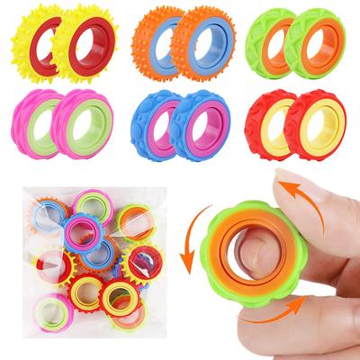 6Pcs Rotating Fidget Ring Finger Spinner for Kids Birthday Party Favors Pinata Filler Classroom Gifts Stress Relief Sensory Toy