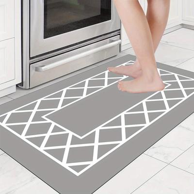 Tappeti da Cucina Anti Fatica, Tappetino da Cucina Imbottito Spesso Antiscivolo Grigio e Bianco Impermeabile Tappetino da Cucina Comfort Resistente per Cucina