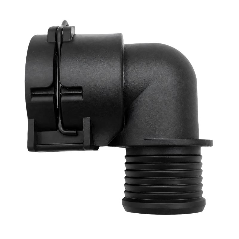 ABS Heater Hose Fitting with Clip-Side Connection and Ribbed Hose End 95089363 95089364 for Automotive Heater-Hose Replacement Work