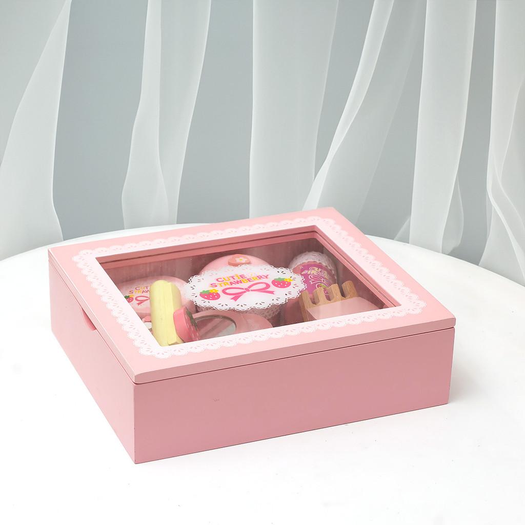 

Wooden Play Makeup Box Pink Design Children Educational Development Toys Gift