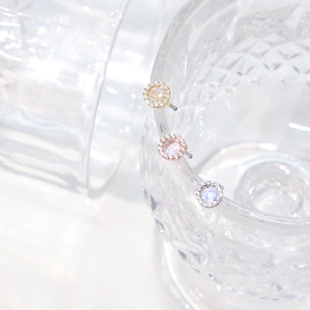 Dieuamour Round Crystal Surgical Piercing 3 Colors