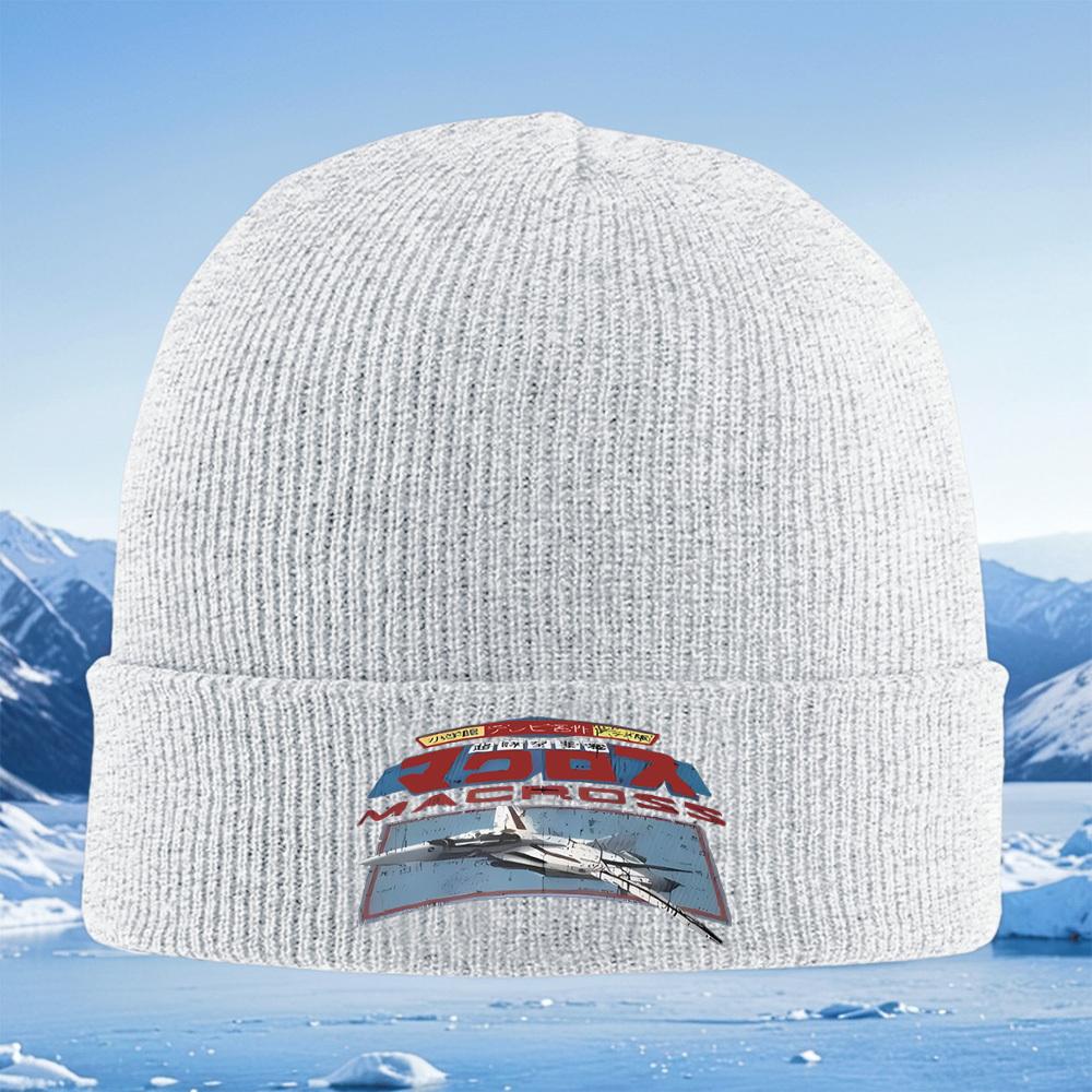 Macross aircraft logo retro design Men Women Unisex Knitted Hat Beanie Pullover Cap Winter Thermal Warm Christmas Outdoor Cyclin