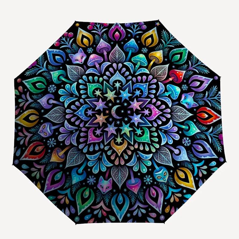 

1pc Mandala, Nature, Fantasy Umbrella with Plastic Handle,Compact & Stylish,Suitable for All Seasons YS331084