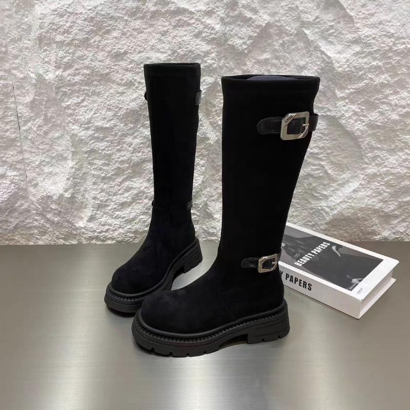 

Женские ботинки на плоской подошве, высокие, замшевые, зимние, дизайнерская обувь, модные, повседневные женские ботинки 2025, новинка, брендовые, готические, женские ботинки челси 40 чёрный