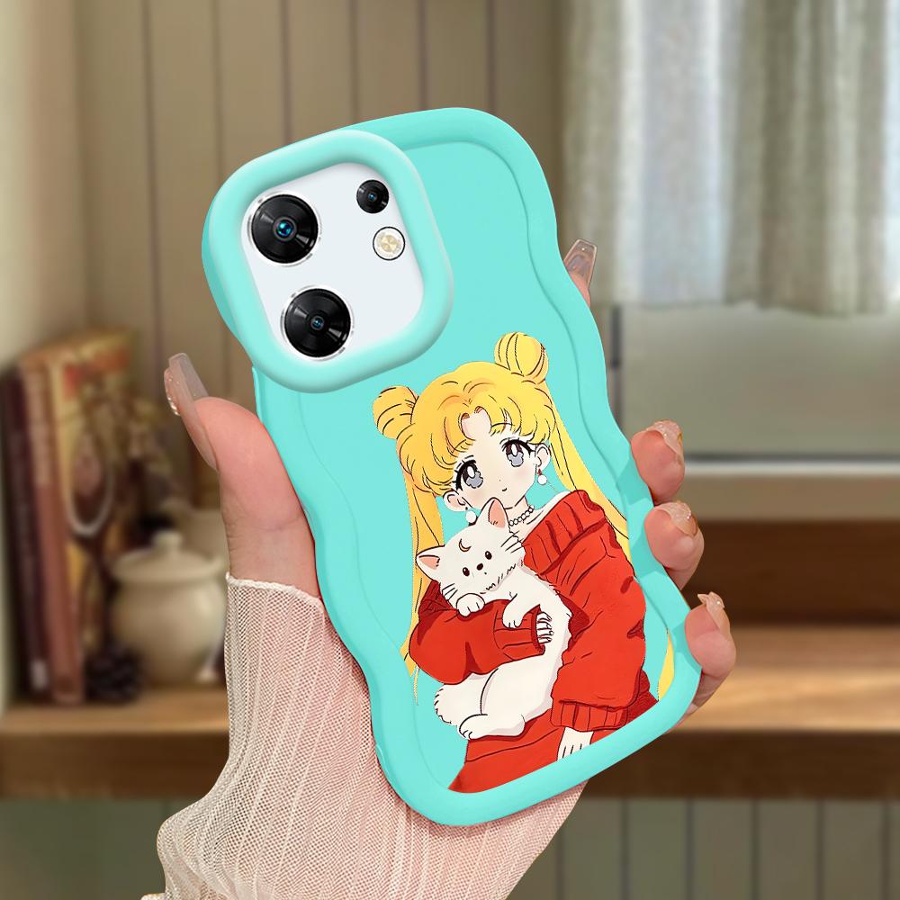 Big Wave Edge Weiches Silikonmaterial Macaron-Telefongehäuse Stoßfestes Schutzgummigehäuse für OPPO Reno Realme Infinix Tecno