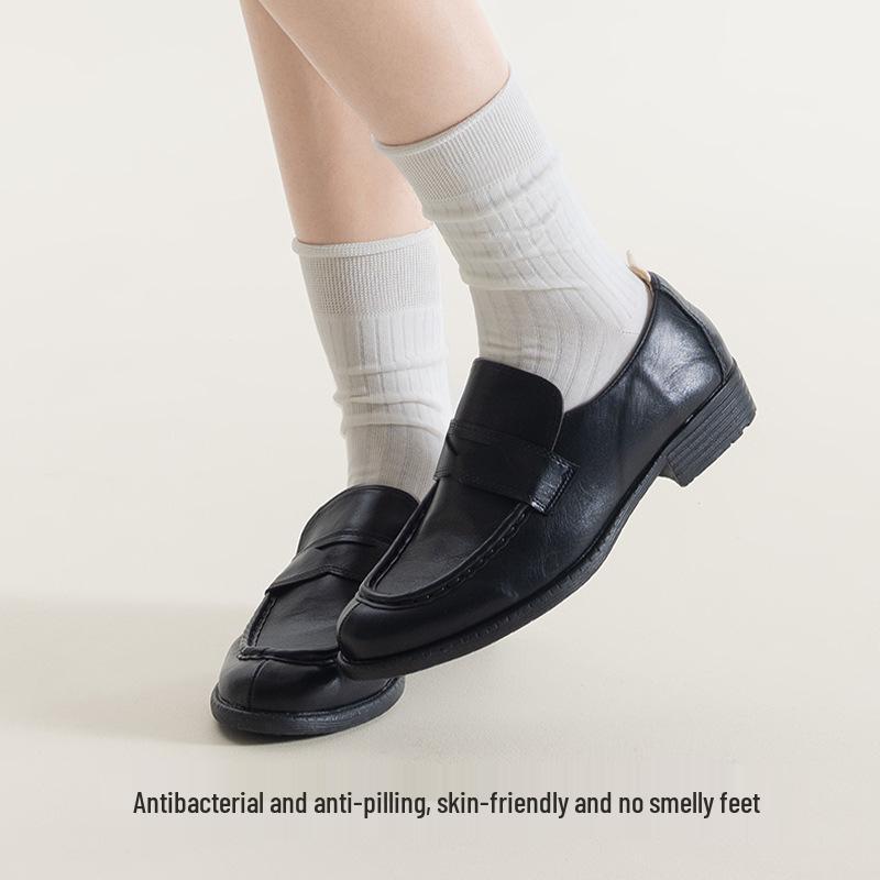 Women's Khaki Chunky Ribbed Slouch Socks - Cotton, Mid-Calf, Antibacterial, Anti-Pilling, Stretchy, and Bone-Free.