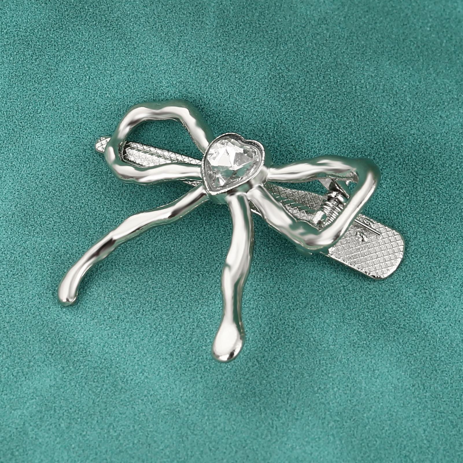 Y2k Pink Heart Hair Clips Metal Bow Side Bangs Barrette Female Ladies Girls Headwear Heart Hair Pins for Women Hair Accessories белый