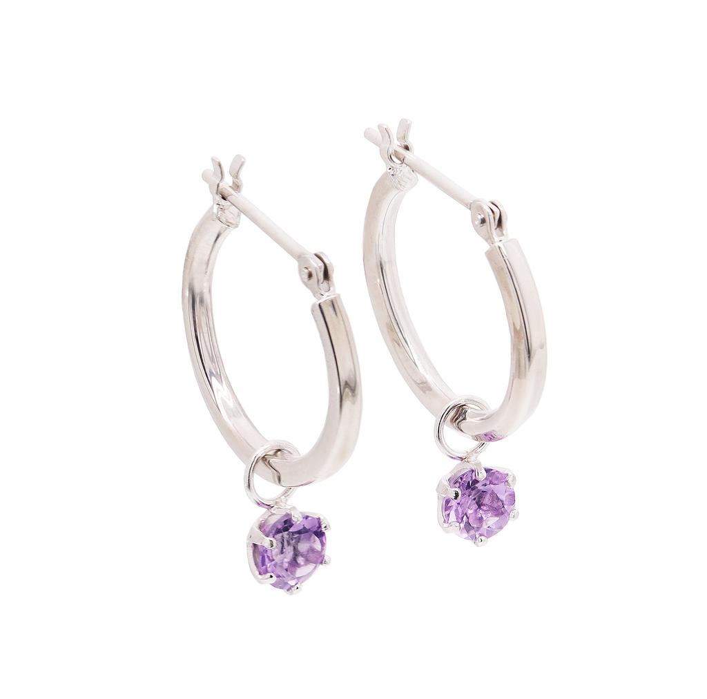 SV925 Amethyst Charm Hoop Earrings [KASHIMA] 0.3ct