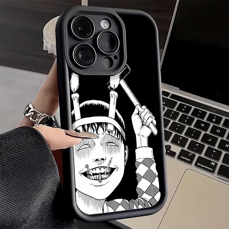 Phone Case for iPhone 17 Air 16E 15 16 Pro Max Japanese Horror Anime Cover 14 Plus 13 12 Mini Soft Shell Silicone Fundas