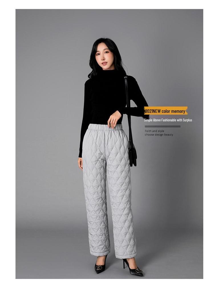 Damen Baumwollhose mit hohem Bund und weitem Bein - Übergröße, warm, dick für Herbst/Winter 2025