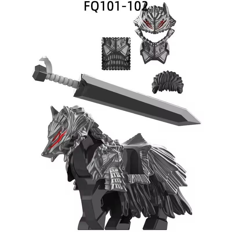 FQ101 FQ102 Popular Japanese Anime Characters Berserk Guts Horse mini Model figures Blocks cartoon  MOC Bricks Set Gifts Toys