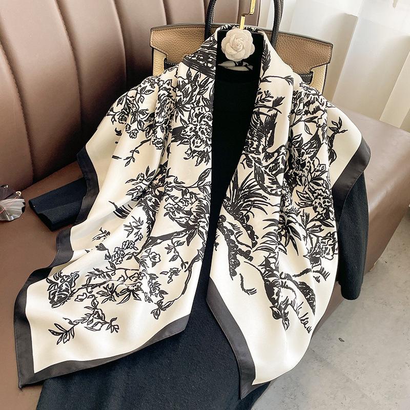 Design Twill Silk Square Scarf Women Luxury Brand Hijab Scarves Headband Foulard Ladies Shawl Wrap Echarpe Foulard Bandana