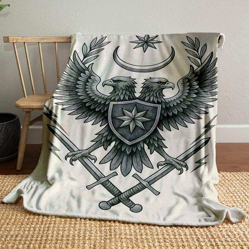 "Double-Headed Eagle Emblem Design" Patterned Blanket, Flannel, Suitable for All Seasons, Home Decor, Warm and Cozy