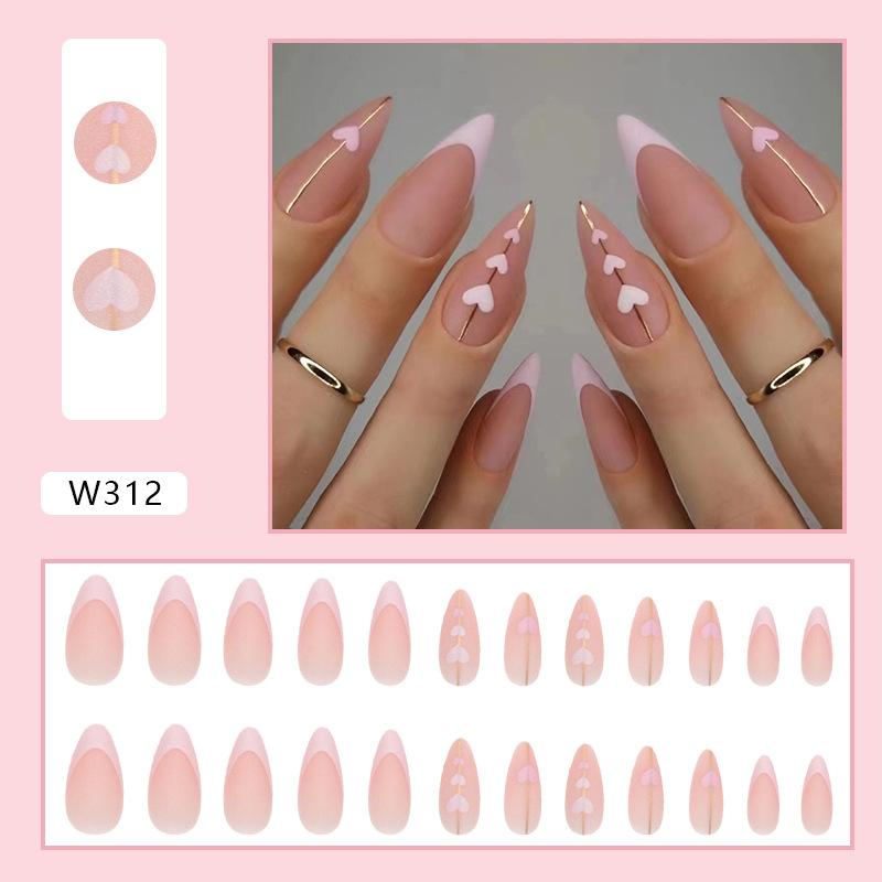 European And American Nail Art Pieces, Sweet And Cool Wind Nails, Matte Texture, Comic Style White, Long Ballet Wearing Nail