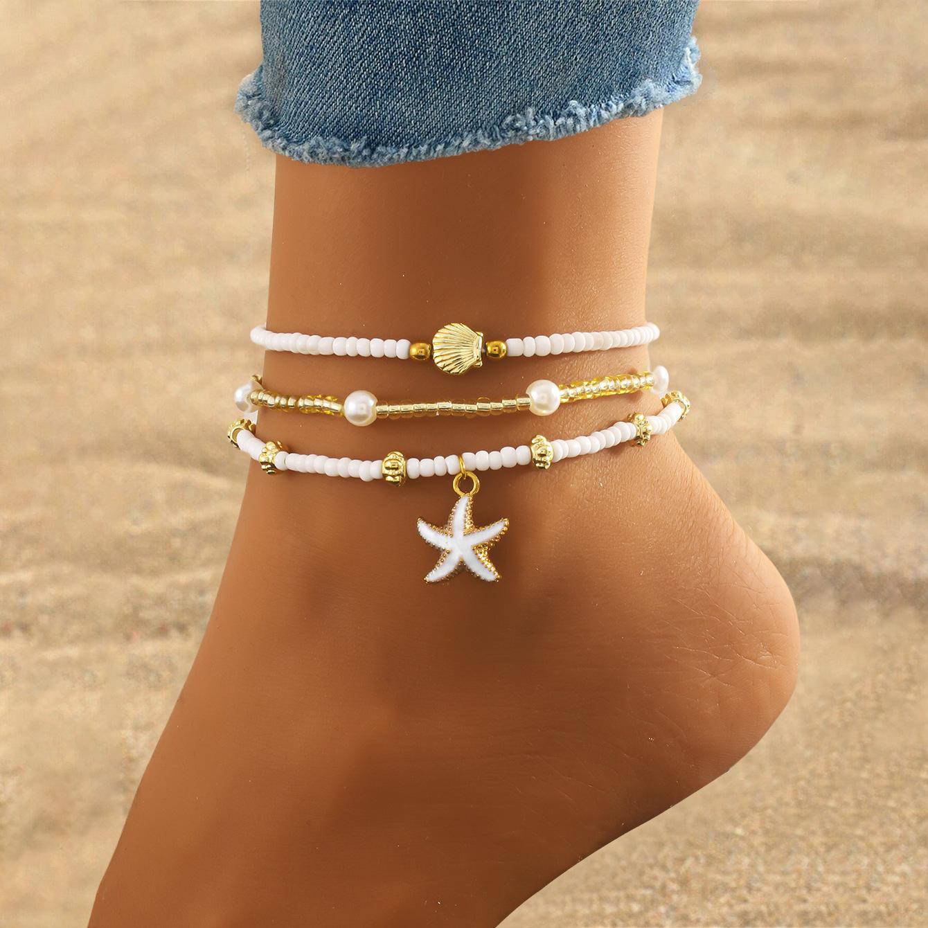

Personalized anklet set starfish shell shape beach foot decoration foreign trade