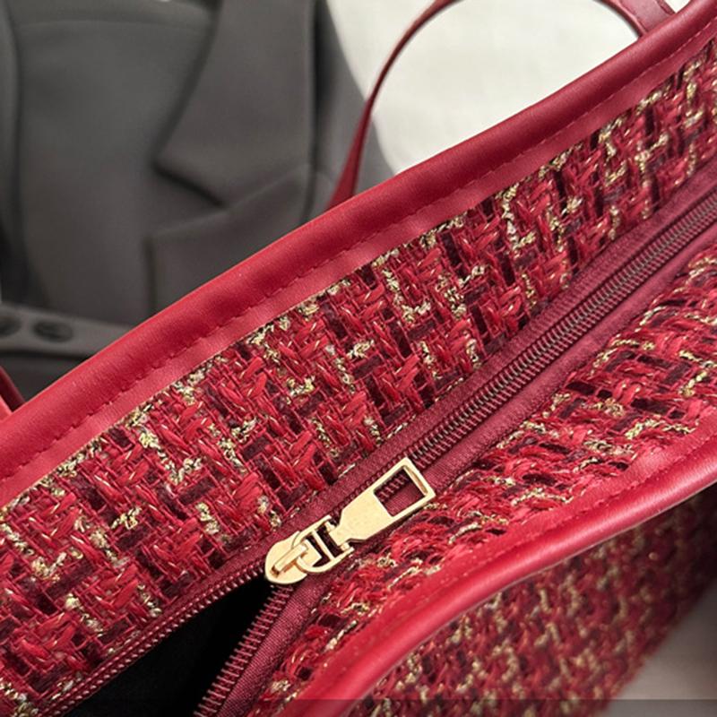 Large Capacity Women Shoulder Underarm Bags Simple Plaid Versatile Ladies Tote Bag Purse Portable Female Handbags with Zipper