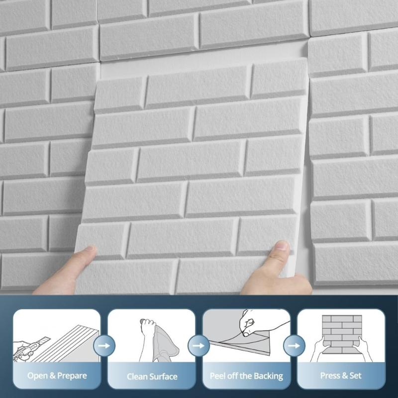 12 ks Panelů se čtvercovým cihlovým vzorem Zvukově pohltivé panely Panely s cihlovým vzorem pro potlačení hluku na stěnu, stropní akustické úpravy