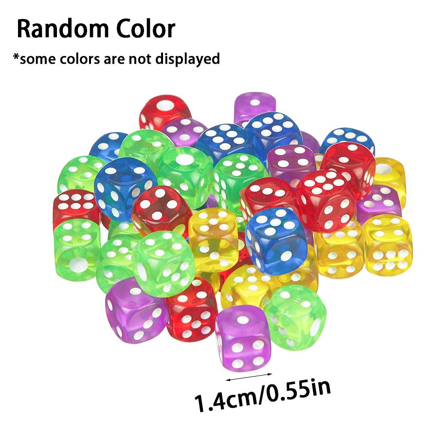 10/20/40pcsTransparent Dice 14mm Acrylic Interactive Game Tool Board Activity Entertainment Supplies for Party XJM