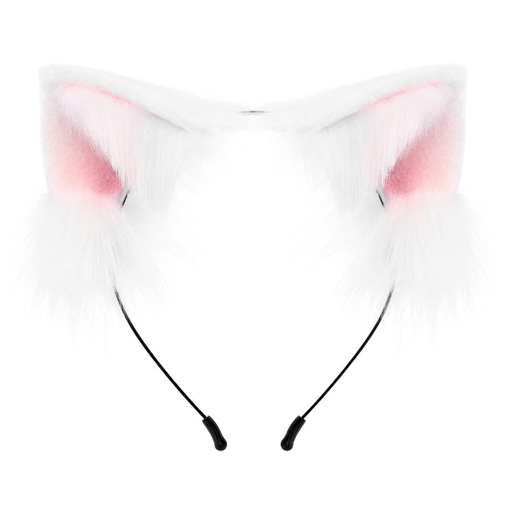 Two-dimensional plush cat ear cos fox ear headband handmade simulation beast ear hair accessories cute Lolita accessories