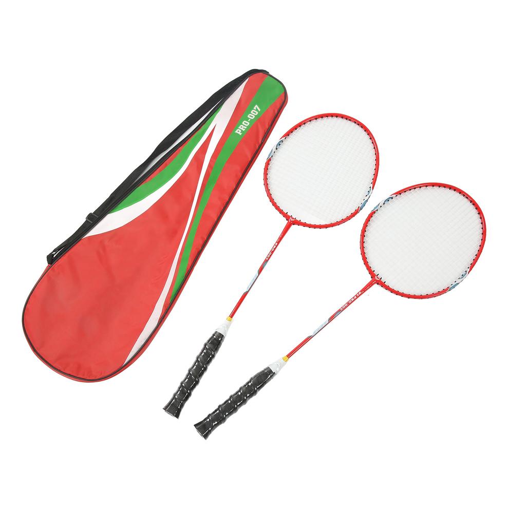 2Pcs Badminton Racquet Ferroalloy Integrated Primary Badminton Racket with Nylon Handle Red