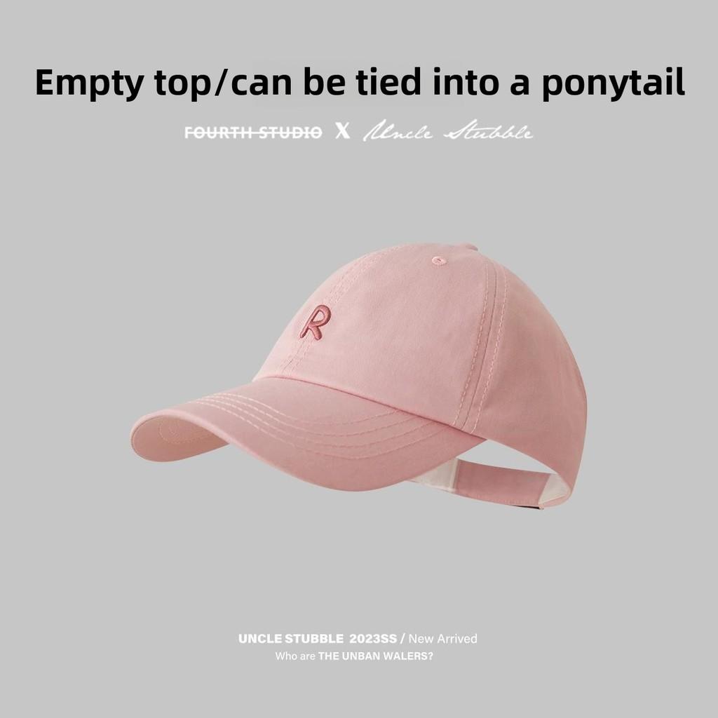 R Letter Embroidery Caps Fashionable Versatile Shading Outdoor Hats Activities