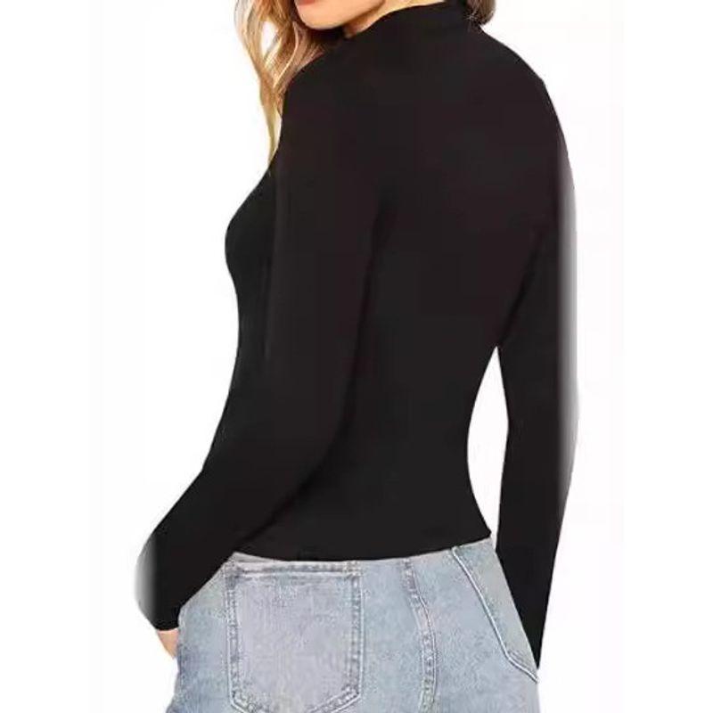 Solid Color round Neck Long Sleeved Top Women Pure Color round Neck Long Sleeve Top