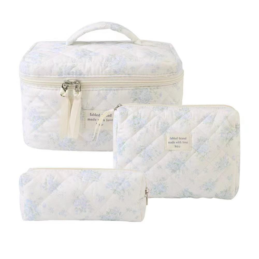 2023 Floral Cute Cotton Makeup & Toiletry Bag - Small, Fresh, Portable Storage Case