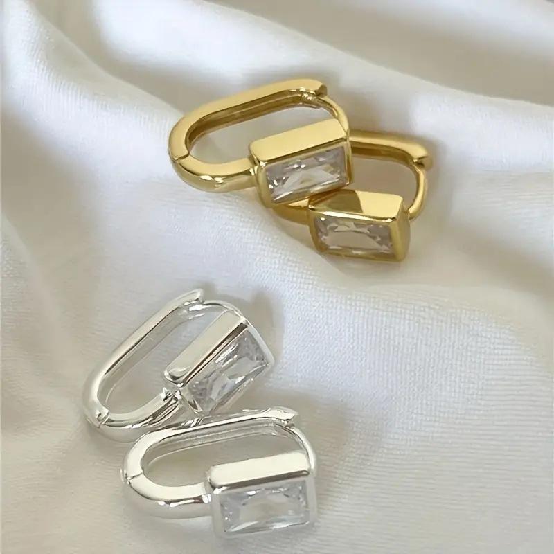 Geometric Square Simple Ear Buckle Women, Daily Matching French Temperament Elegant Earrings