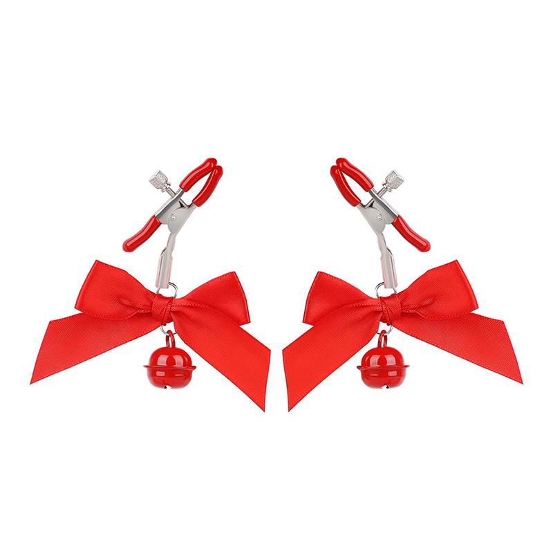 1Pairs Bondage Bowknot Small Bell Nipple Clamps Exotic Accessories Sexy Metal Breast Stimulation Hairball Sex Toys For Women