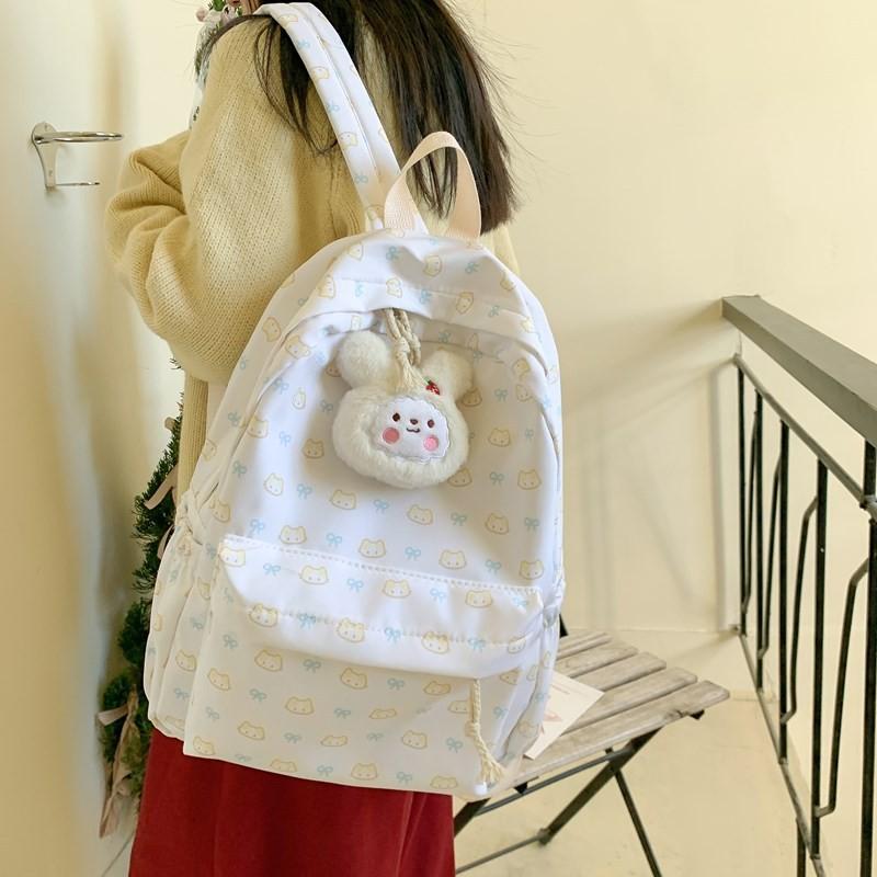 Cute Floral Cat Girl Backpack With Breathable Nylon And 14in Laptop For College Students