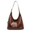 Winter popular oil wax leather big bag women 2025 new fashion commuter tote bag retro large capacity armpit bag