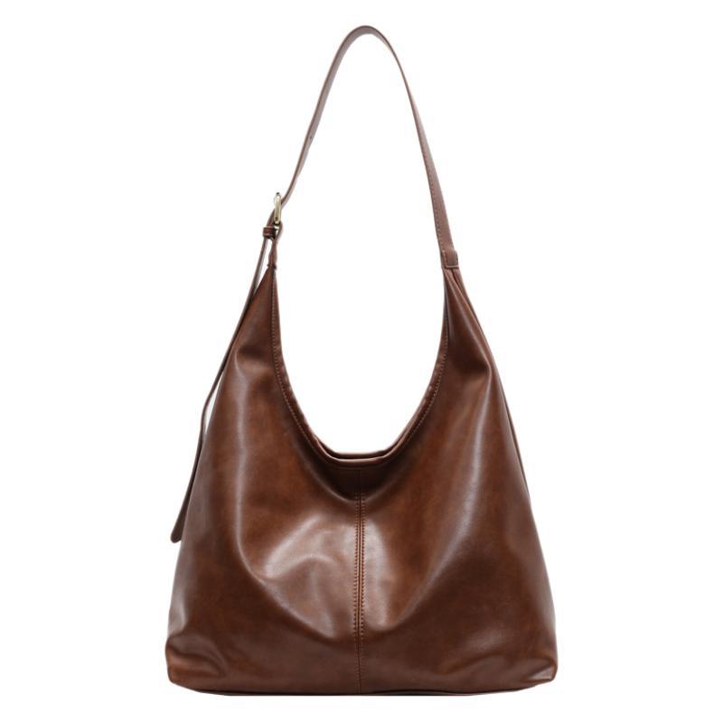 Winter Popular Oil Wax Leather Big Bag Women 2025 New Fashion Commuter Tote Bag Retro Large Capacity Armpit Bag