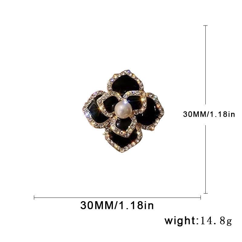 Camellia Pearl Diamond Brooch Oil-Dripping Metal Mourning Corsage Pin High-End French Elegant Bag Cloth Scarf Accessories Brooch