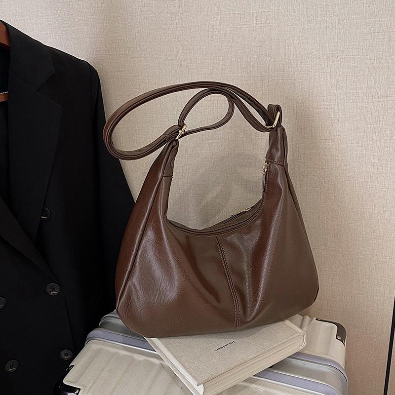 

Женская винтажная сумка-хобо, легкая сумка через плечо из искусственной кожи с просторным внутренним отделением и надежной молнией для повседневного использования