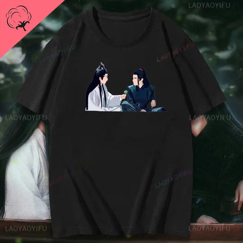 Le T-shirt Imprimé Indompté Mo Dao Zu Shi Shirt Wei Ying Hauts en Coton Tee Lan Wangji Shirt Wang Yibo Xiao Zhan Tee Yizhan T-shirt