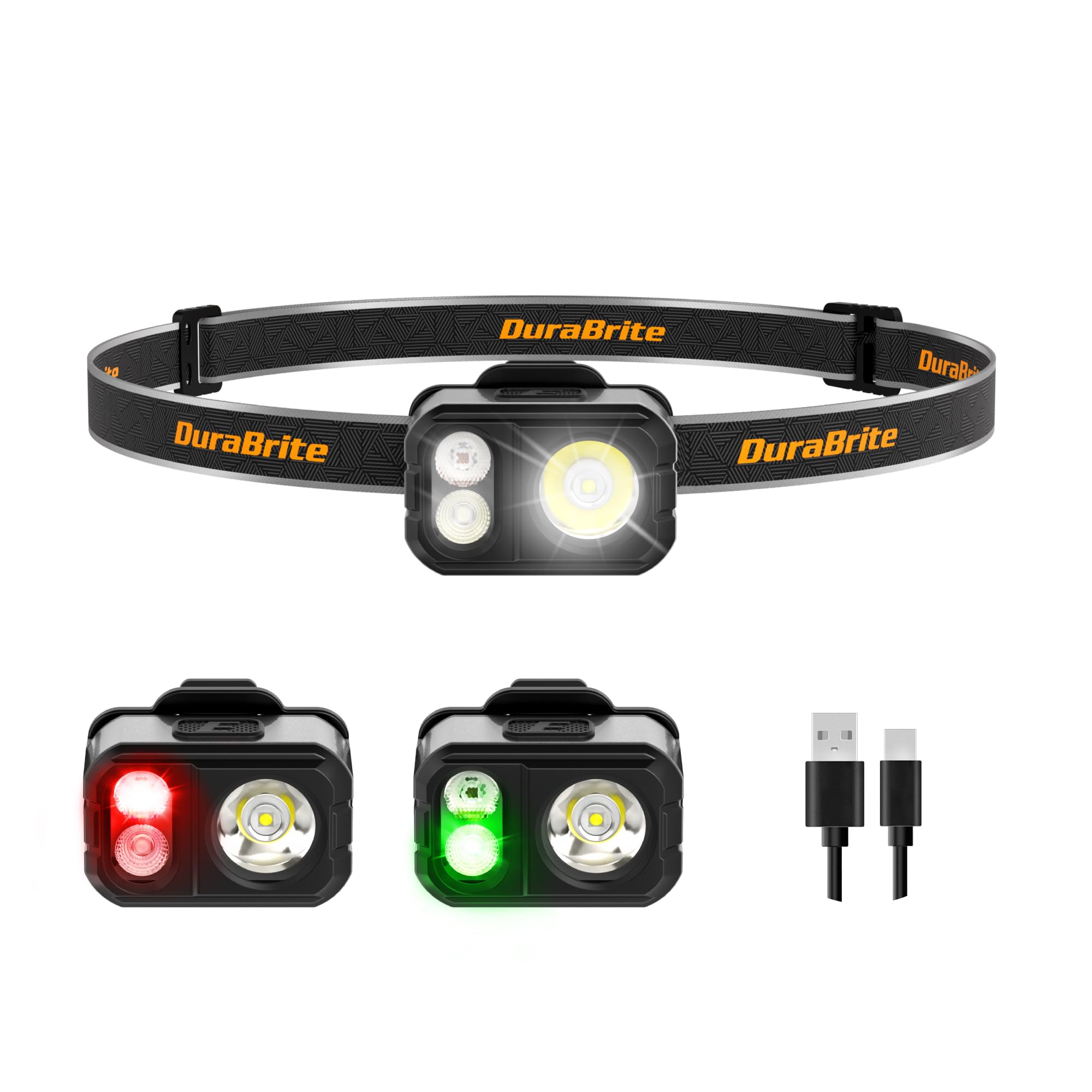 

DuraBrite USB Rechargeable Max 400 Memory 6 Lighting and Green SOS Adjustable IP67 Waterproof and Ideal for Night Outdoor and Power Compact and Gray сірий колір