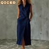 Fashion Summer Spring Solid Color Print Sleeveless Casual Dresses